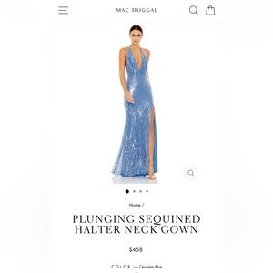 Mac Duggal Plunging Sequin Halter Neck Gown